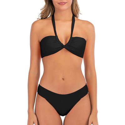 Spingere verso l'alto femminile i costumi da bagno laterali del legame delle brevi della manica del bikini del Bandeau donne dello Swimwear