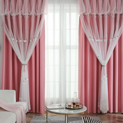 Tessuto bianco 100% di Gauze Curtains Sheer Floral Embroidered del cotone del poliestere