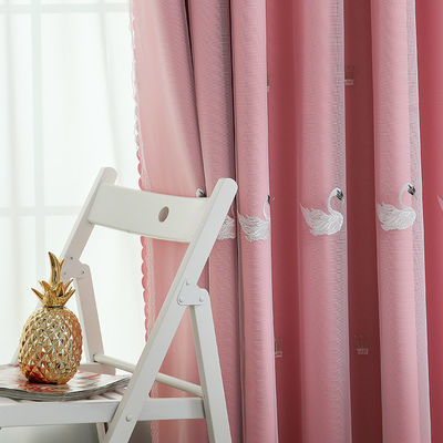 Tessuto bianco 100% di Gauze Curtains Sheer Floral Embroidered del cotone del poliestere
