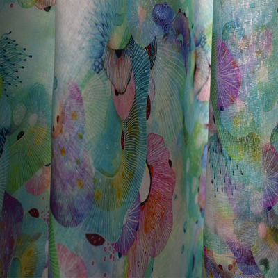 Ramiè tessuto floreale blu-chiaro di lusso del pantalone del vestito dai tessuti di cotone del poliestere