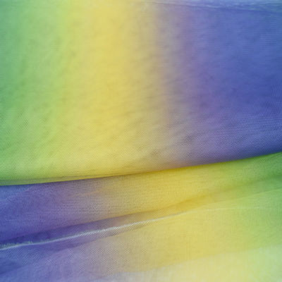 A 52 pollici a 51 pollici blu del pizzo di Tulle del tessuto di scintillio morbido francese dell'arcobaleno