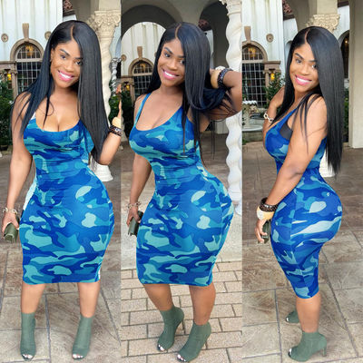Il club più Maxi Sexy Sleeveless Dresses Summer UNeck di dimensione ha fenduto