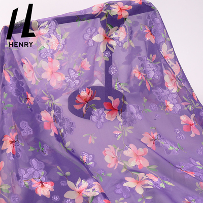 Tessuto chiffon puro di processo di stampa del vestito dal poliestere del tessuto molle respirabile di Tulle