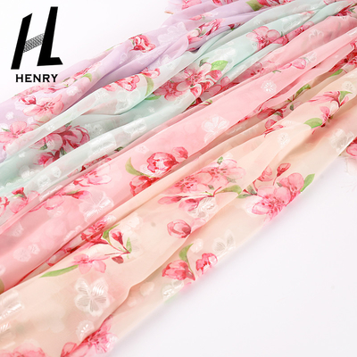Tessuto chiffon stampato floreale del poliestere per il tessuto dell'indumento di modo